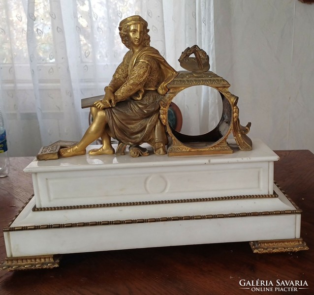 Antik Kandalló óra bronz szobor màrvàny asztali óra Brocot jàrat