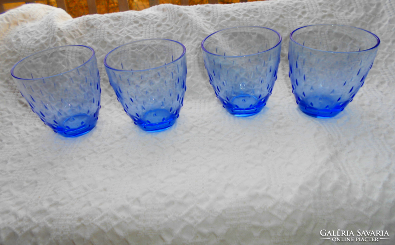 4 db retro kék színű üveg pohár