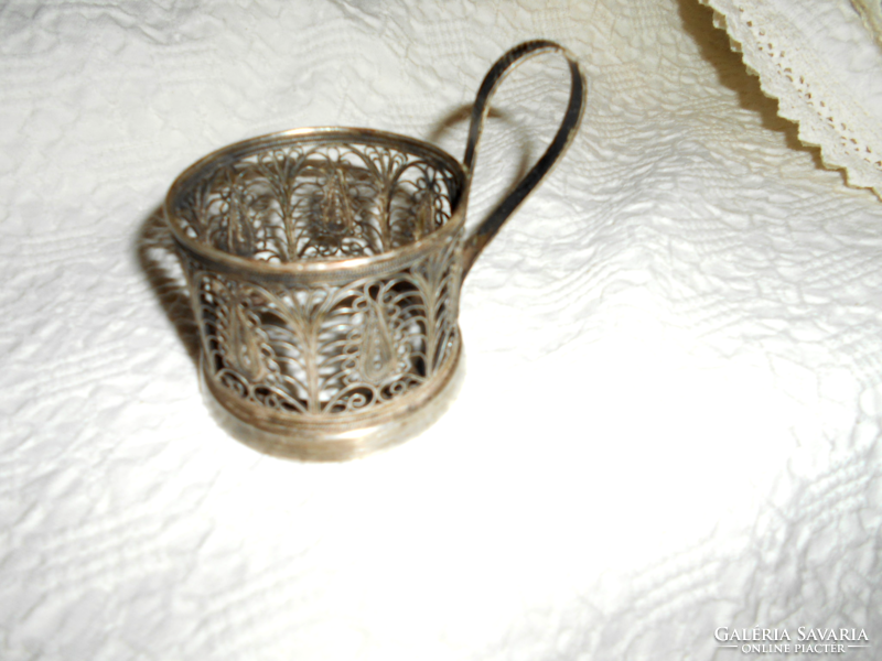 Antique marked Russian cup holder - filigree technique