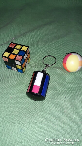 Retro mini ügyességi játékok csomagban 3db EGYBEN -bűvös kocka bábel torony bűvös gömb képek szerint