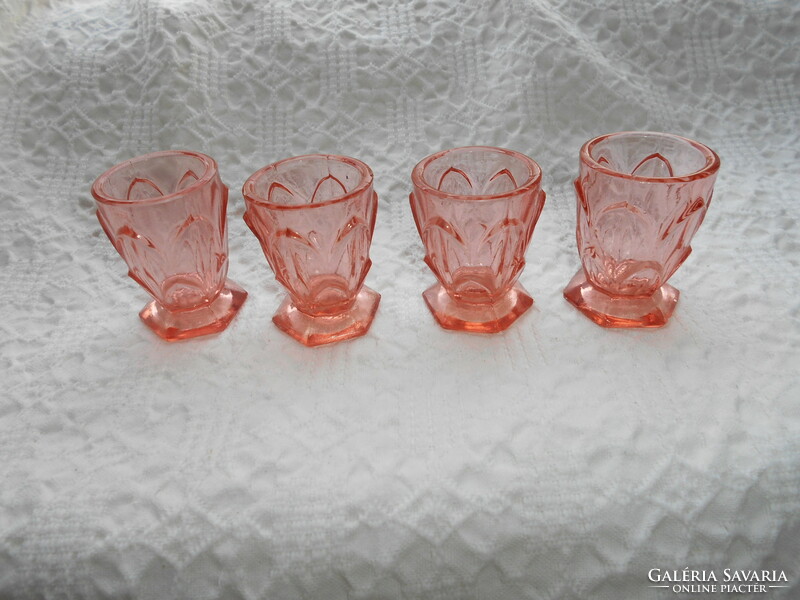 4 peach-colored glass short drink glasses