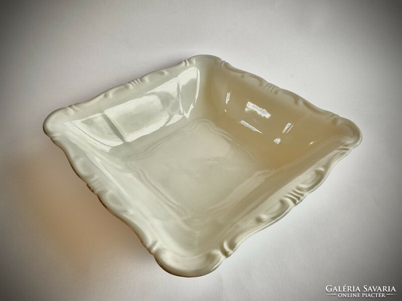 Zsolnay antique rectangular serving bowl, gray leather
