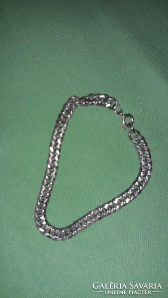 Old thick silver-plated metal chain, panzer chain flat and twisted link bracelet 19 cm as shown in the pictures
