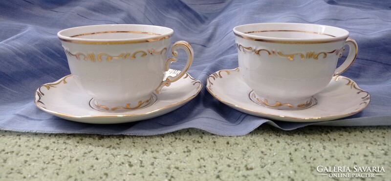 2 Rare, special, elegant, Zsolnay, tea cup, gold stafir baroque. Showcase.