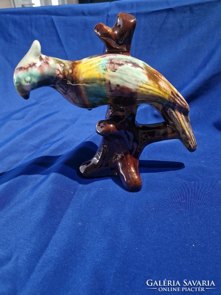 An interesting glazed ceramic parrot field trip buddy?