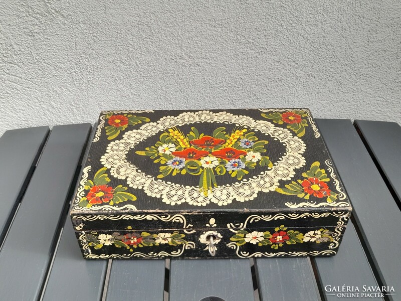 HUF 1 fabulously beautiful antique hand-painted wooden box