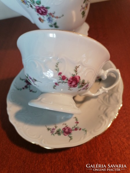 Pink, baroque Polish coffee and tea cup + saucer. Stock for replacement