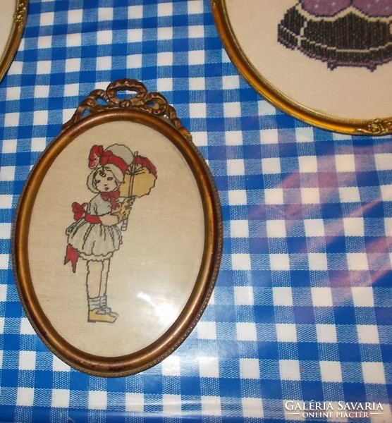 Nice little embroidered picture. Bieder frame