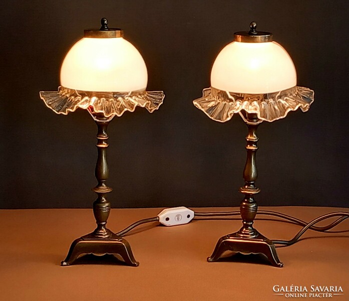 Bronz asztali lámpa párban antik ALKUDHATÓ Art deco design