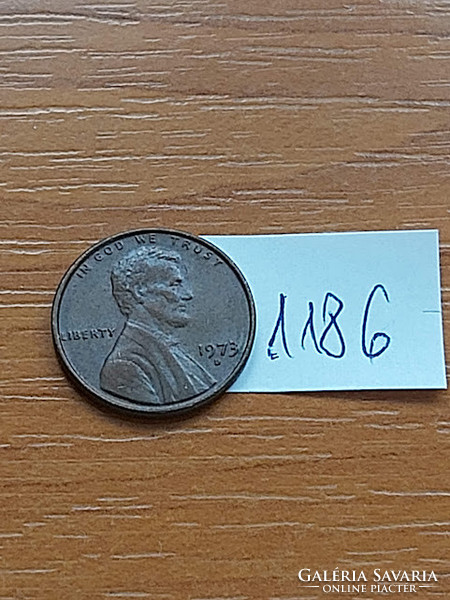 Usa 1 cent 1973 d, abraham lincoln, copper-zinc 1186