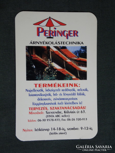 Kártyanaptár, Peringer árnyékolástechnika, reluxák, napellenzők, Szentendre, 2001, (6)