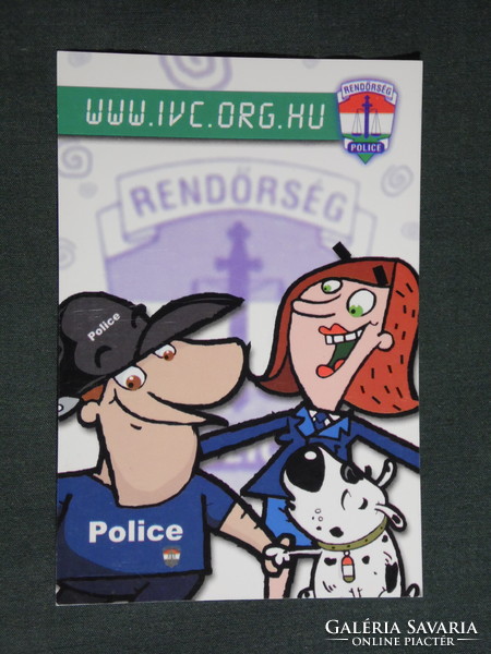 Kártyanaptár, Magyar Rendőrség, Police, grafikai rajzos, humoros , 2000, (6)