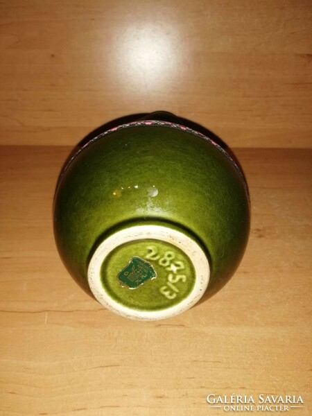 Osztrák, zöld mázas kerámia kancsó - 21 cm magas (19/d)
