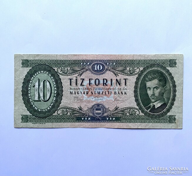 Ten forints 10 forints 1975 October 28. Series a102 last series paper 10 feet
