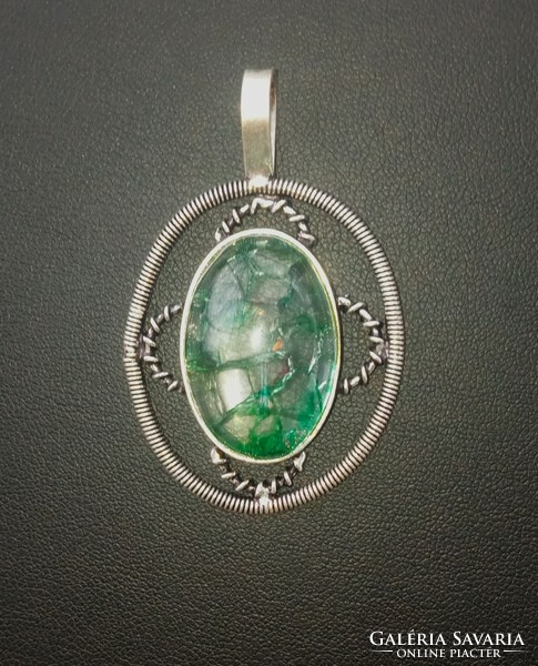 Unique Handmade Chrome Diopside Raw Gemstone 925 Silver Pendant Large New