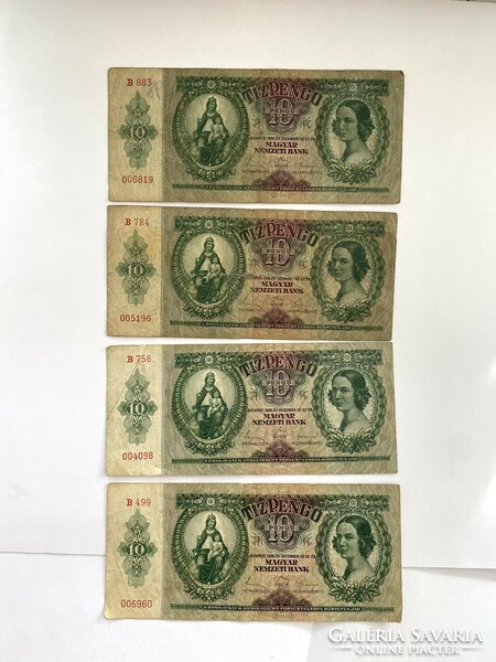 4 db Tíz pengő 10 pengő  tízpengő 1936 Viszonylag alacsony sorszámúak