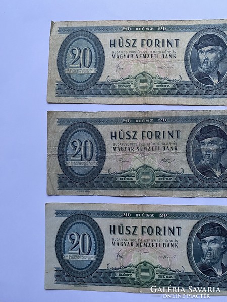 3 db Húsz forint 20 Forint 1975 és 1980