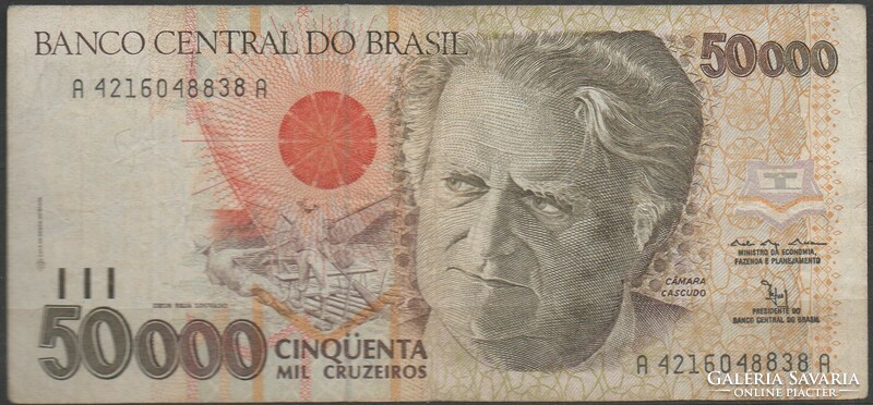 D - 054 - foreign banknotes: 1992 Brazil 50,000 cruzeiros