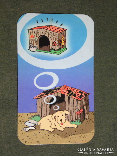 Kártyanaptár, Lakáskassza lakástakarékpénztár, grafikai rajzos, kutyaház, 2001, (6)