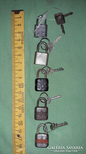 Antik működő mini lakatok kulcsokkal mindegyik kipróbálva 5db EGYBEN a képek szerint