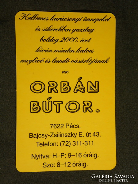 Kártyanaptár, Orbán bútor üzlet, lakberendezés, Pécs, 2000, (6)