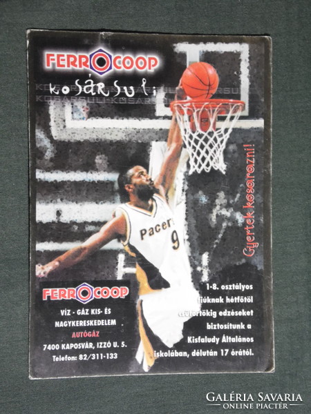 Kártyanaptár, Ferrocoop kosársuli, Kaposvár, sport, kosárlabda, NBA játékos, 2001, (6)
