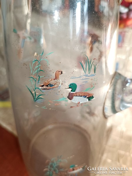 Beautiful wild duck glass jug