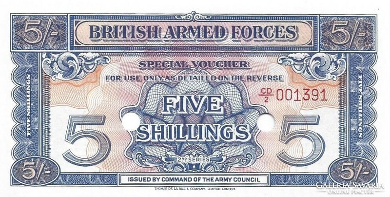5 Shilling 1944 2. Series unc England military