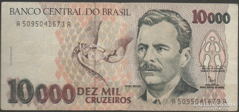 D - 060 - foreign banknotes: 1993 Brazil 10,000 cruserius