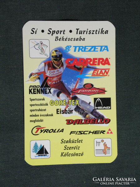 Card calendar, ski sport tourism specialist shop, service, rental, Békéscsaba, 2001, (6)