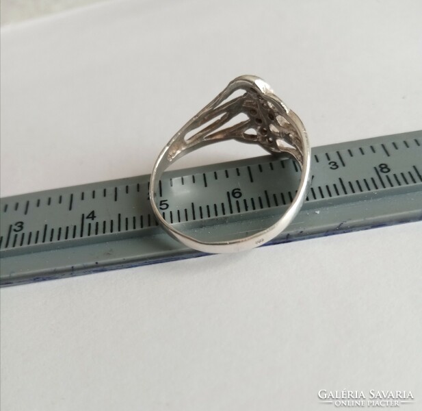 Large women's silver ring with stones
