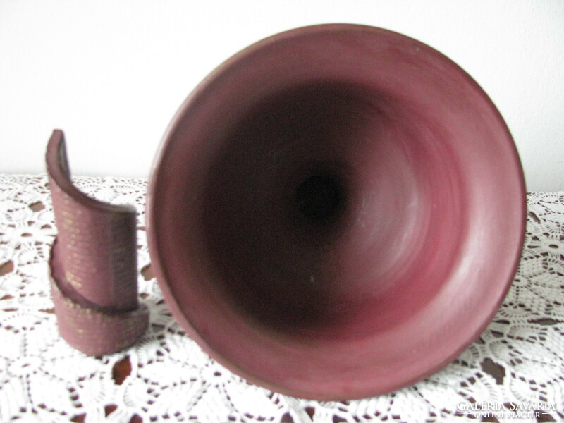 Burgundy ceramic candle holder