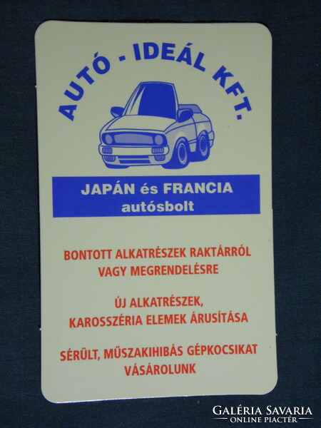 Kártyanaptár, Autó Ideál Kft Japán Francia autósbolt, Békéscsaba, 2001, (6)