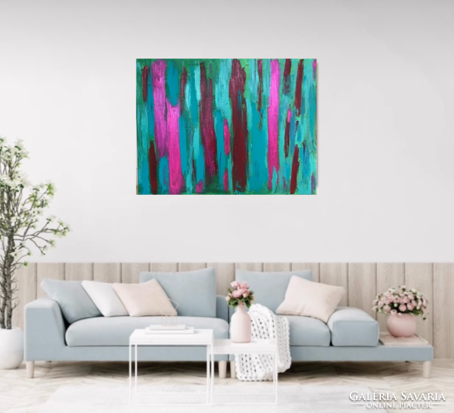Spring forest 75x60cm, unique contemporary abstract canvas picture