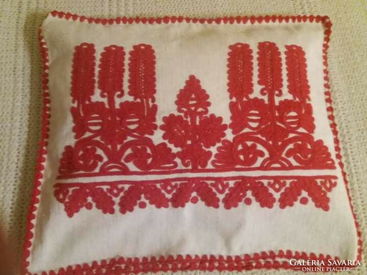Old decorative cushion cover with embroidered letters from Kalotaszeg, 56x46