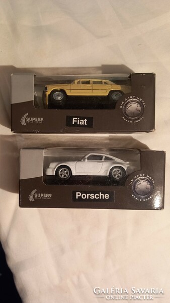 2db retro autómodell ( Fiat , Porsche ) , eredeti dobozukban