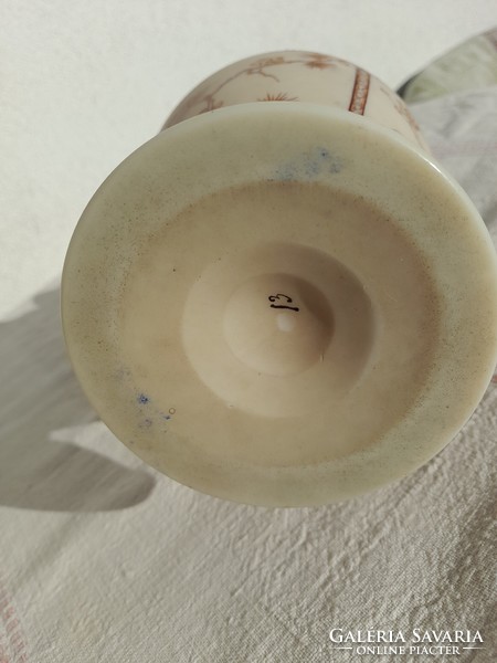 Blown opal glass table kerosene lamp, hand painted, flawless, 48 cm high