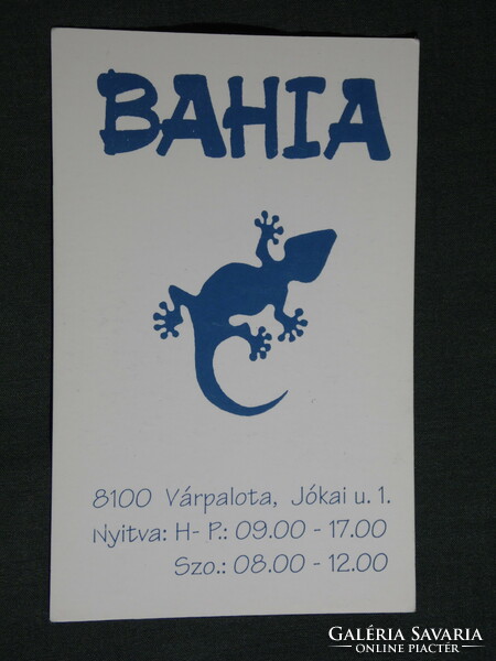 Kártyanaptár, Bahia Afrikai ajándék üzlet, Várpalota, grafikai , gyík , 2001, (6)