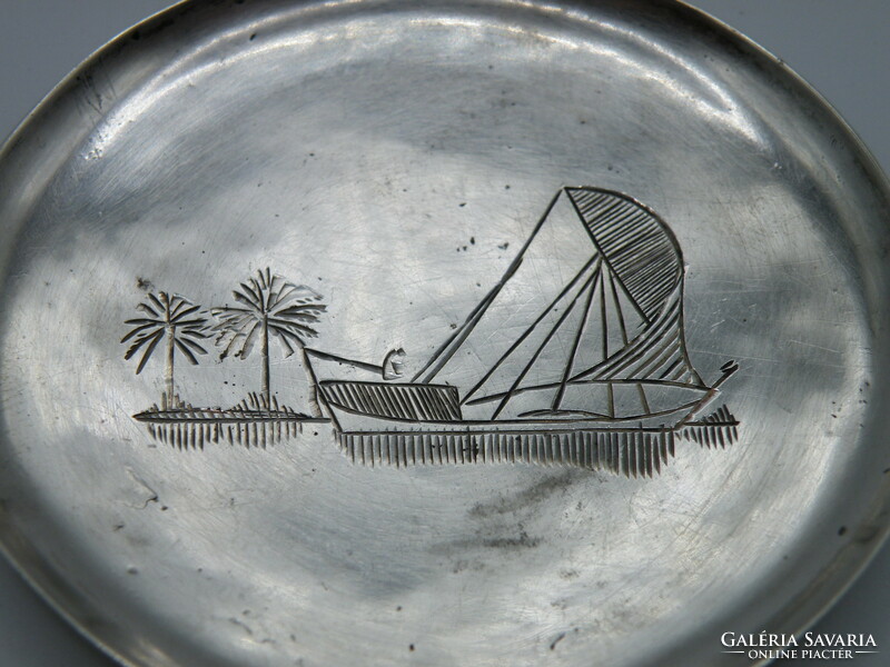 Uk0156 silver tray with palm trees and foliage ship