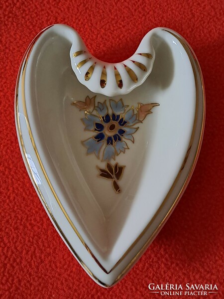 Zsolnay búzavirág mintás szív alakú (ékszertartó) tálka