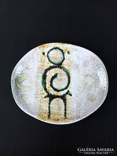 Marked rare applied art ceramic wall plate _zsuzsa Györgyey