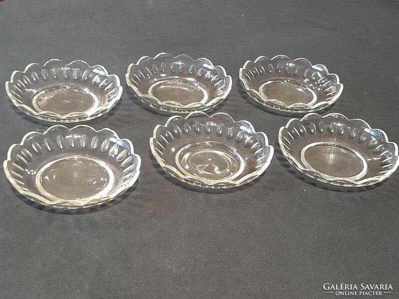 6 old polished Biedermeier cake or cake bowls