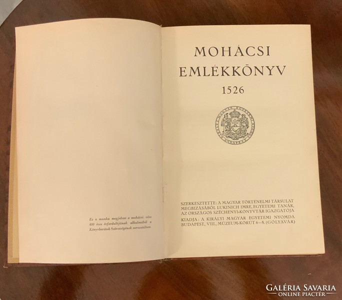 Mohácsi emlékkönyv Lukinich Imre szerkesztésében 1926