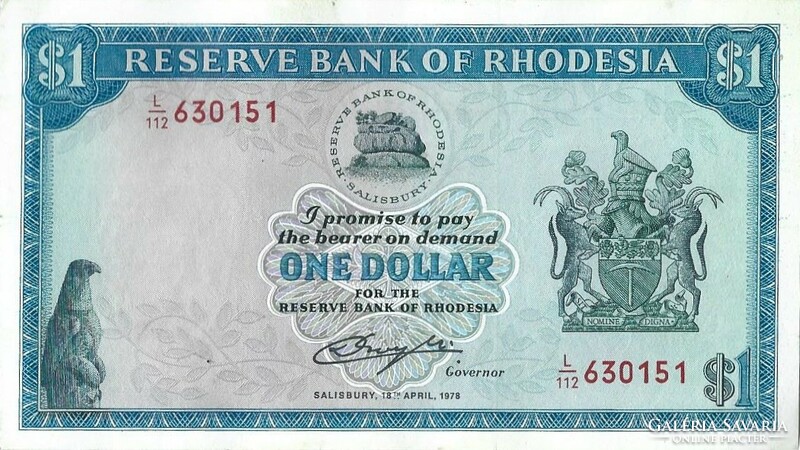 1 dollár 1978 Vízjel C.Rhodes Rhodézia Gyönyörű