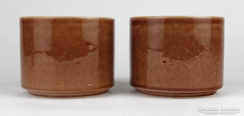 1Q379 pair of old brown granite bowls