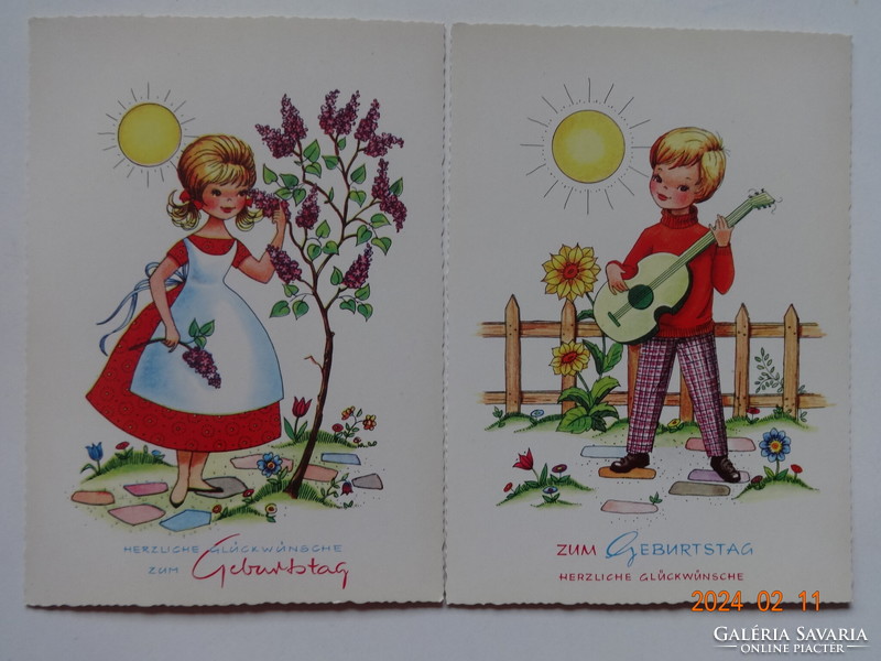 Two beautiful German graphic birthday cards together