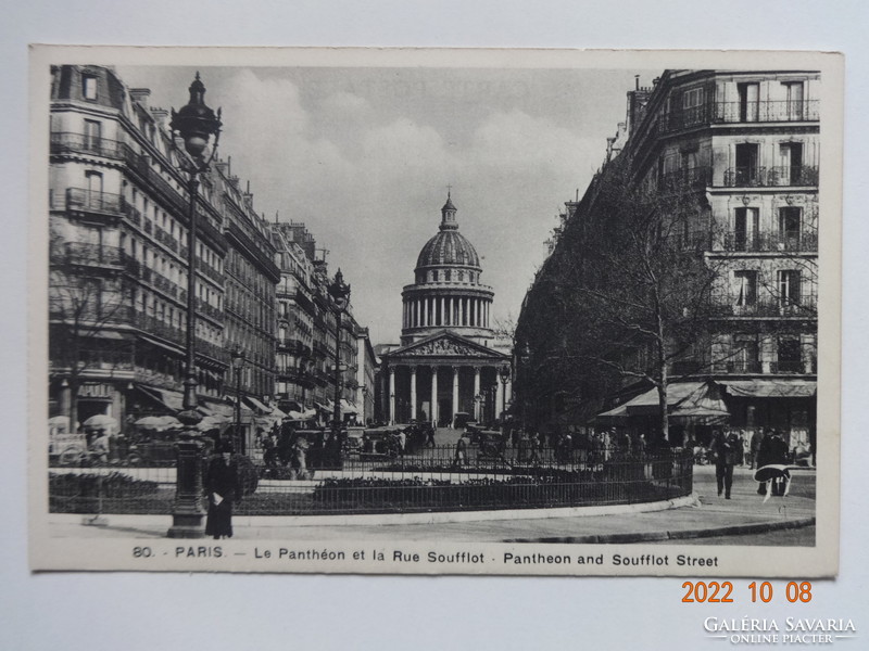 Vintage postage stamp: France, Paris, the Pantheon and rue Soufflot, 1910s