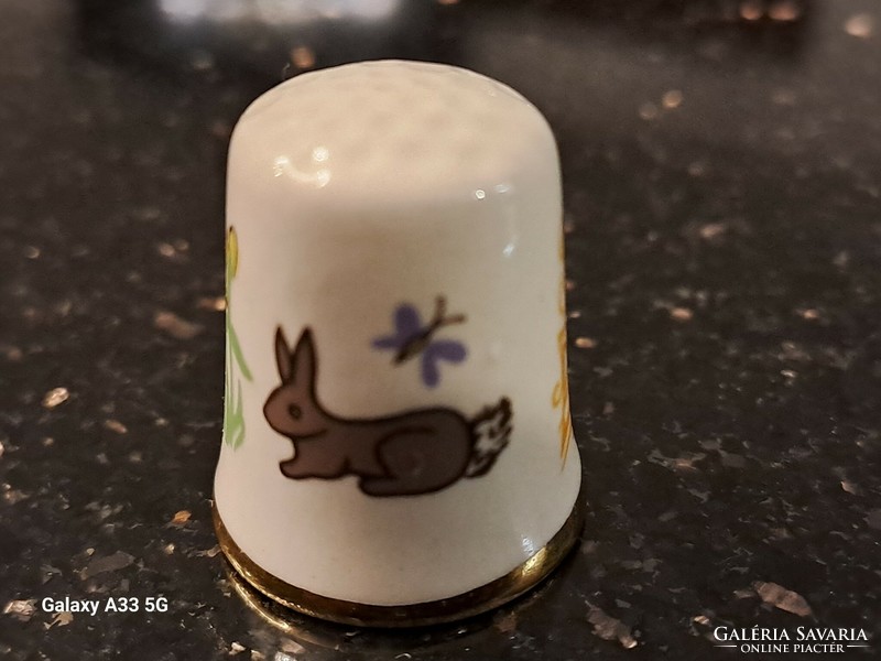 Mason English Porcelain Thimble Happy Easter Bunny Cuteness