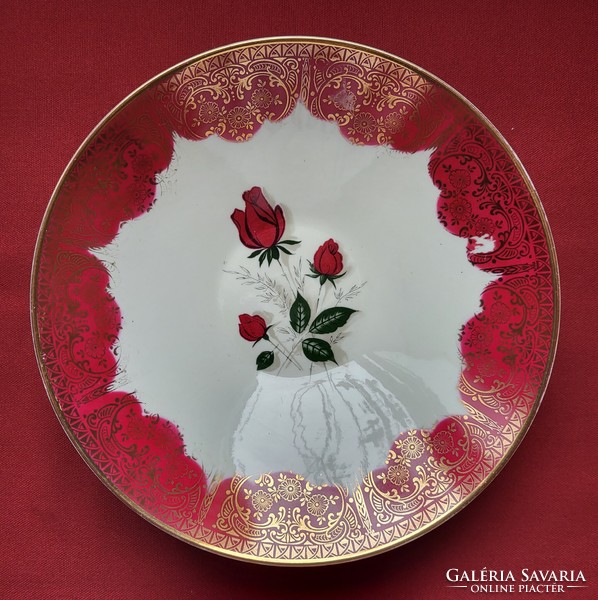 Z & Co Tirschenreuth Bavaria német porcelán tányér tálaló tál rózsa virág mintával mélytányér