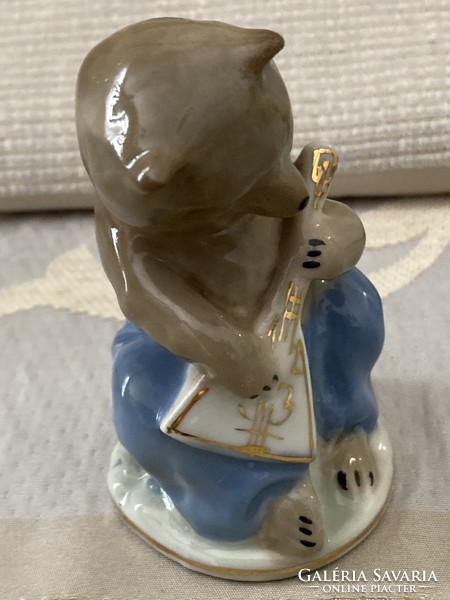 Russian porcelain balalaika teddy bear figure